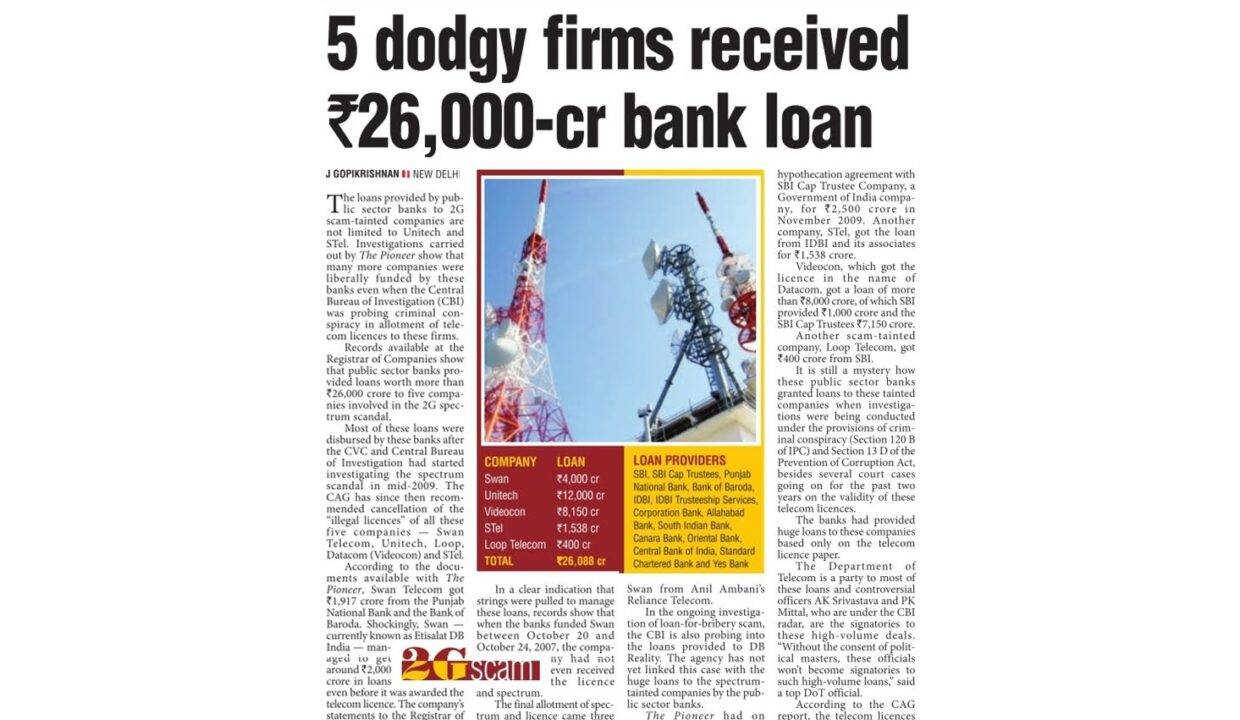 Public Sector Banks’ Rs.26000 Crore Bonanza to Spectrum Scam Tainted Companies