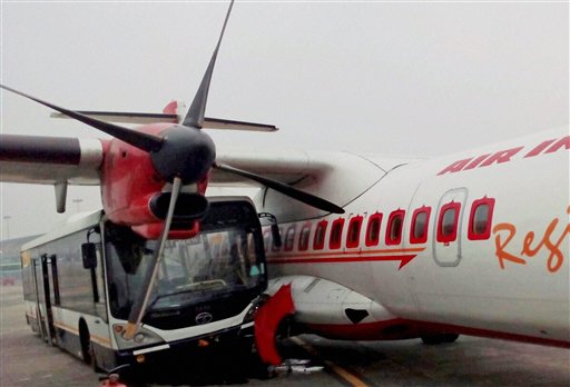 Passenger coach crashes into stationary plane at Kol airport