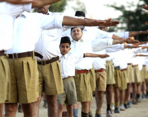 On Dussera, RSS ditches khaki shorts for brown trousers