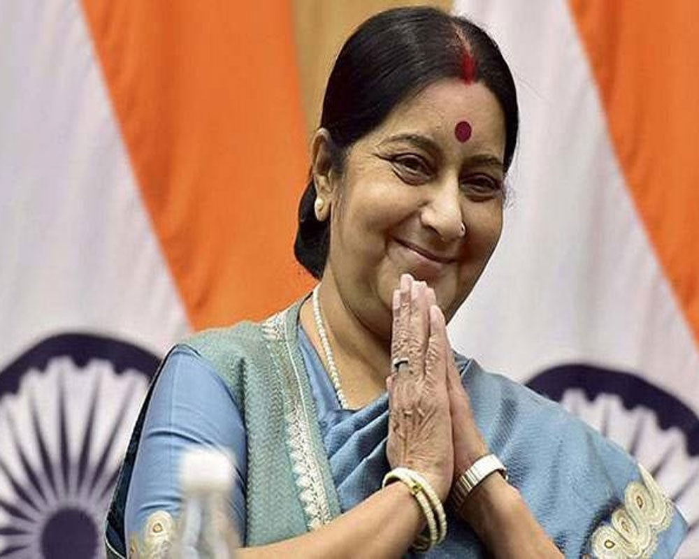 Swaraj arrives in Qatar on 1st leg of two-nation visit