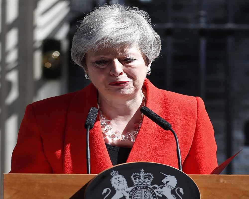 Britain's Brexit-beaten PM Theresa May announces resignation, to step down on June 7