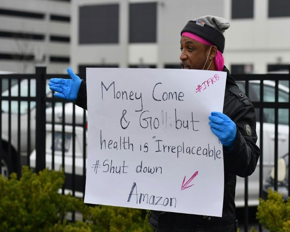 Amazon workers protest over virus safety