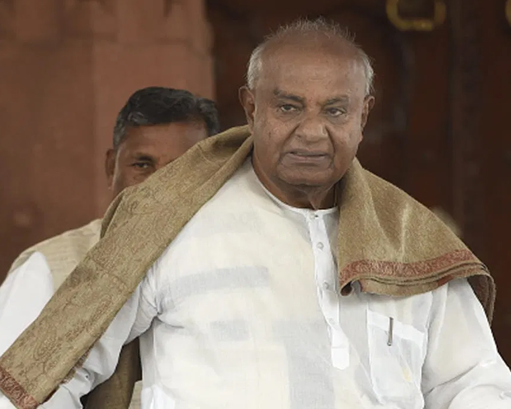 H D Deve Gowda takes oath as Rajya Sabha member