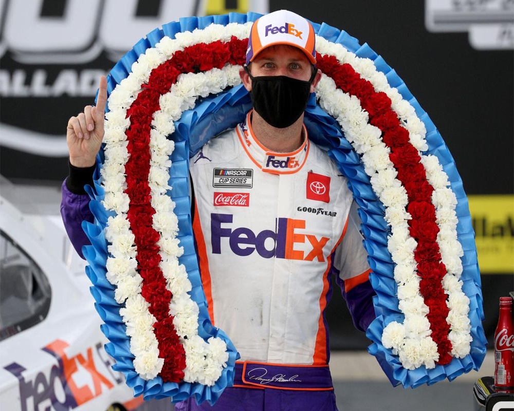 Hamlin wins in 3rd overtime of Talladega's longest race