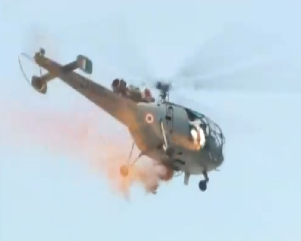 IAF chopper showers flower petals on Gandhi Hospital in Hyd