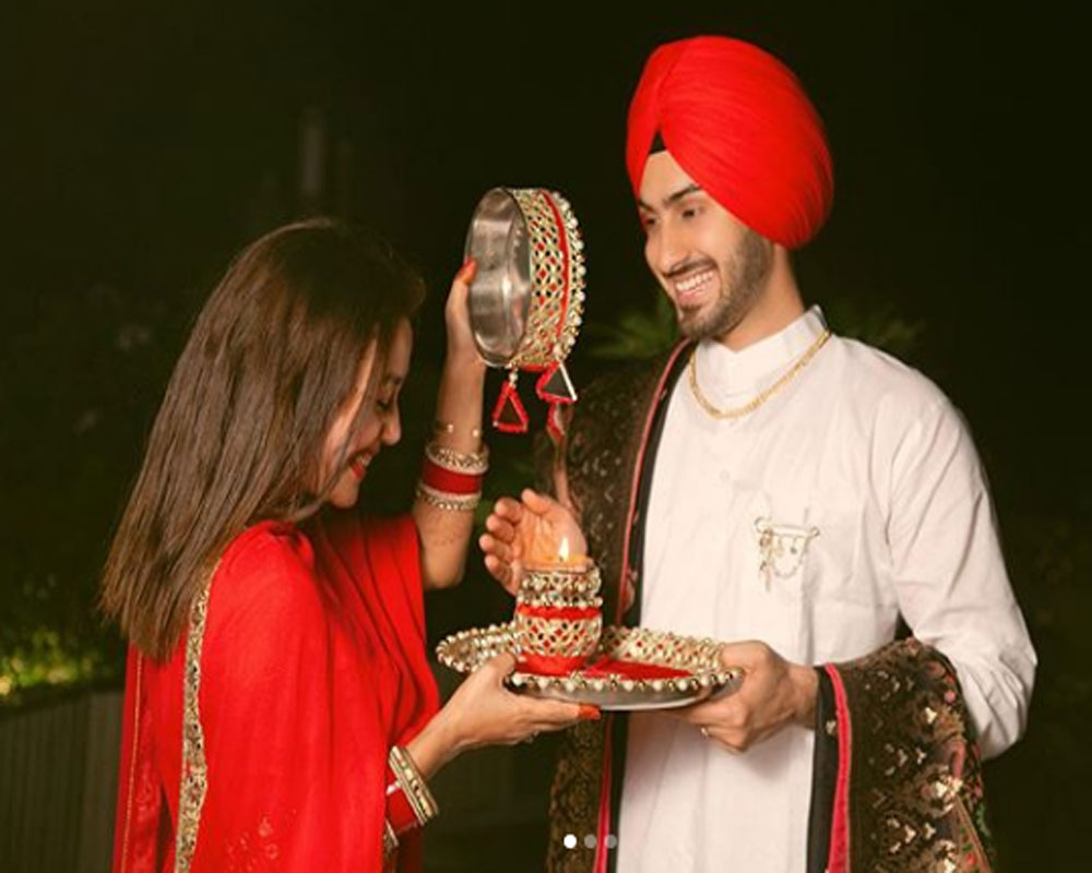 Neha Kakkar shares glimpses of first Karwa Chauth with husband Rohanpreet