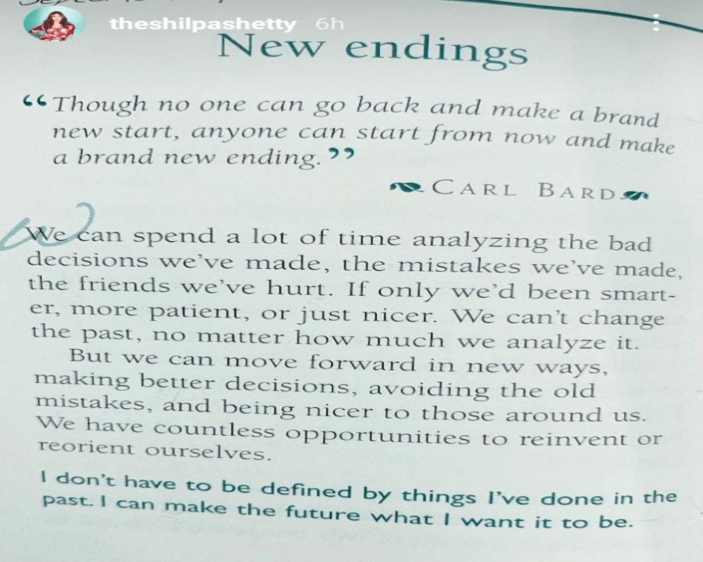 Shilpa Shetty puts out yet another cryptic post, talks about 'new endings'