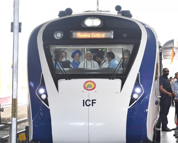 Gujarat: PM Modi flags off Vande Bharat Express train between Gandhinagar and Mumbai, takes a ride