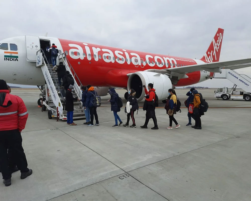 AirAsia India flight carrying 170 Indian evacuees from Ukraine lands at Delhi