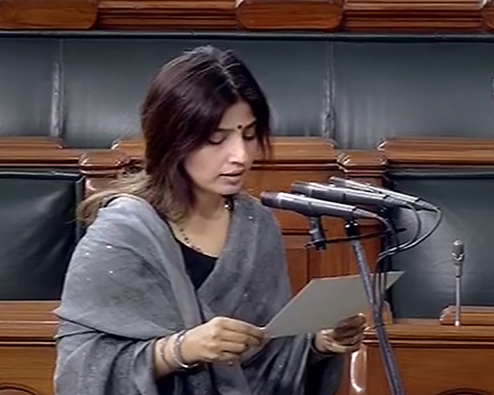 Dimple Yadav takes oath as Lok Sabha member