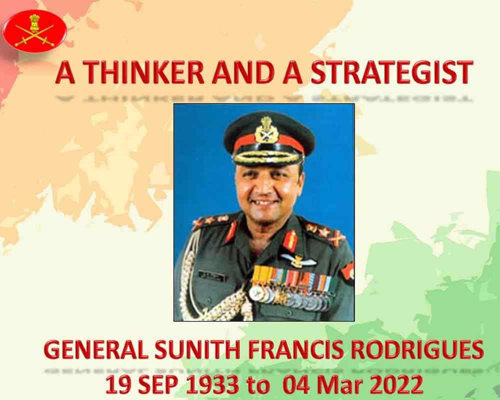 Former Army Chief Gen Sunith Francis Rodrigues passes away; Gen Naravane expresses condolences