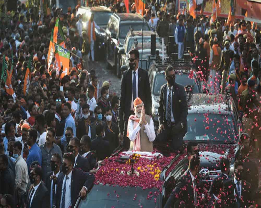 PM Modi arrives in Shimla for roadshow, rally to mark 8th anniv of his govt