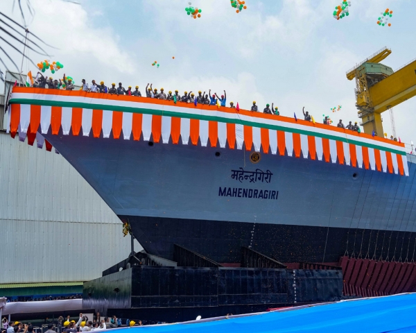 Indian Navy's stealth frigate Mahendragiri launched