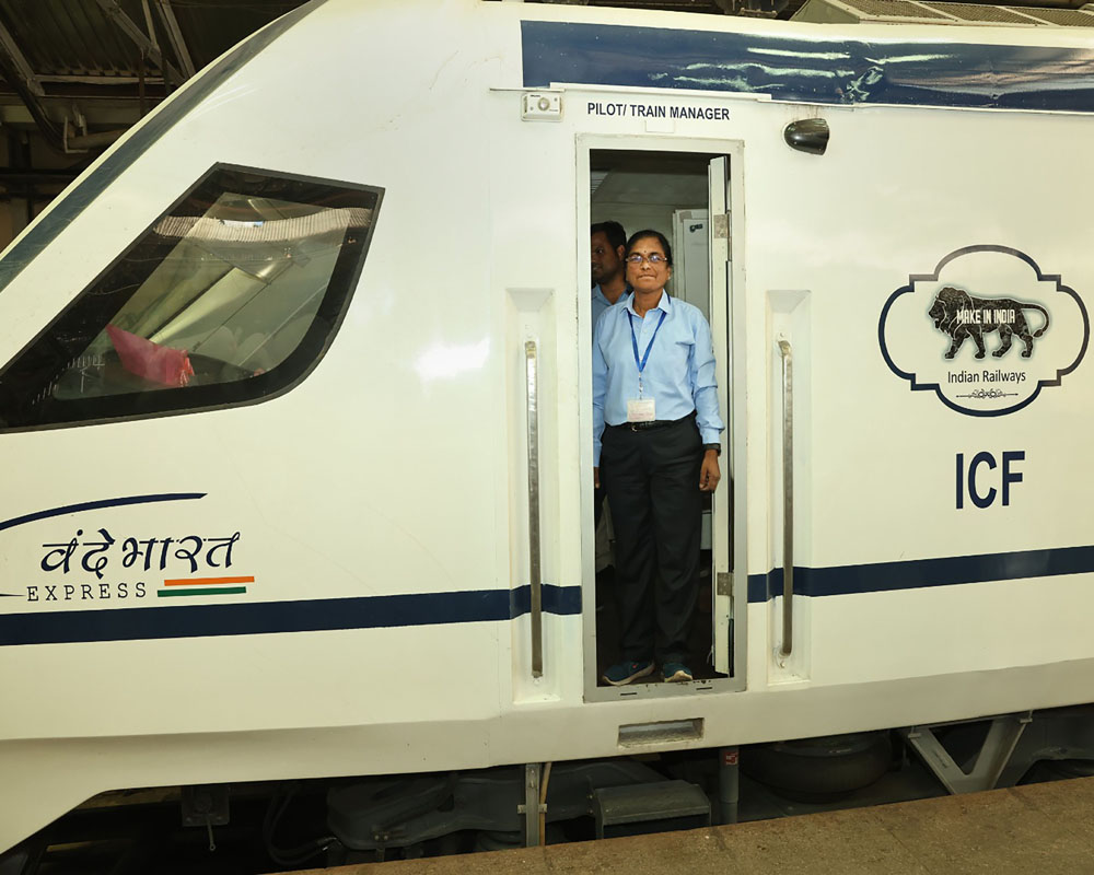 Asia's first woman loco pilot Surekha Yadav operates Vande Bharat Express