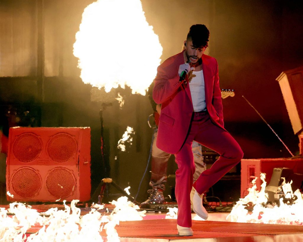 Bad Bunny sets Grammys stage on fire with his performance