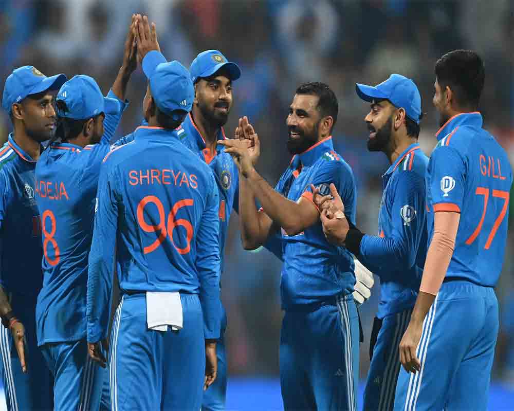 India first team to qualify for World Cup semifinals after crushing Sri Lanka by 302 runs