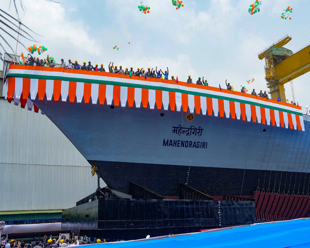 Indian Navy's stealth frigate Mahendragiri launched