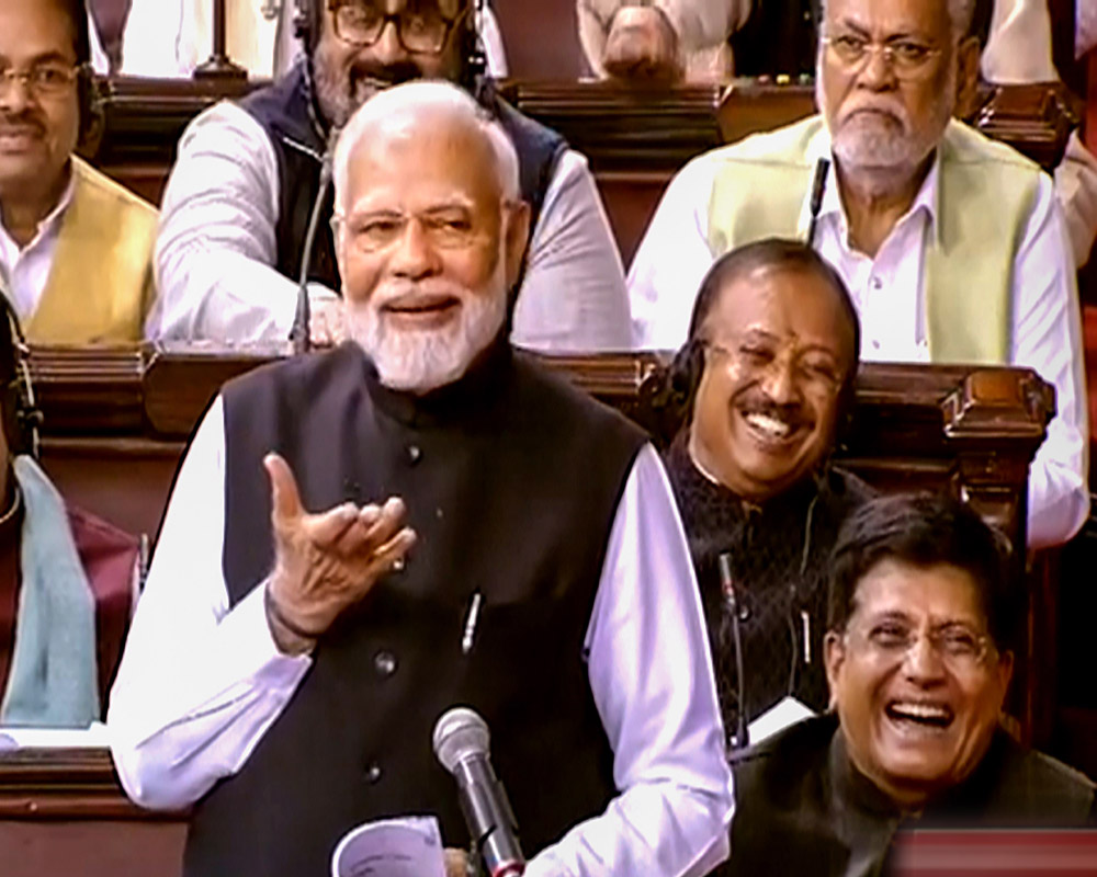 Jitna keechad uchaloge, kamal utna hee zyada khilega: PM Modi as Opposition shouts slogans in RS