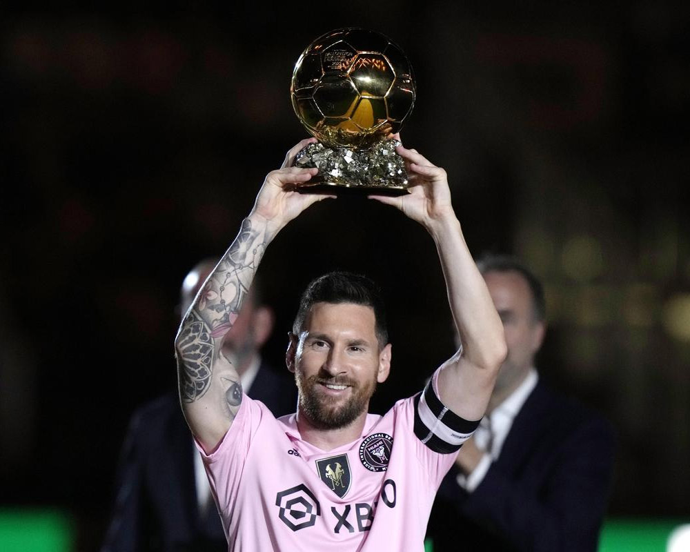 Lionel Messi's 8th Ballon D'Or trophy celebrated by Inter Miami in exhibition match