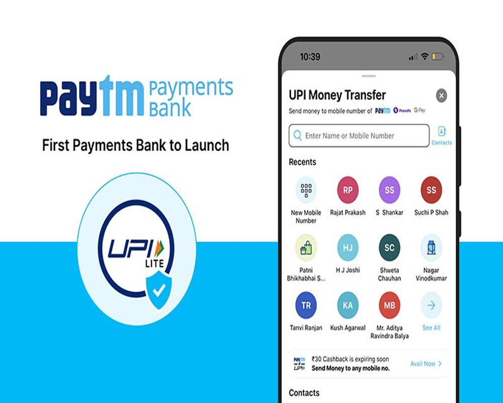 Paytm Payments Bank goes live with UPI LITE to boost small-value UPI ...