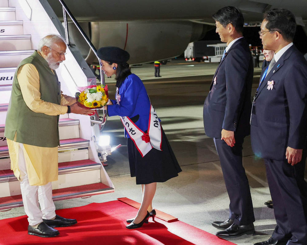 Prime Minister Narendra Modi arrives in Hiroshima for G7 and Quad summits