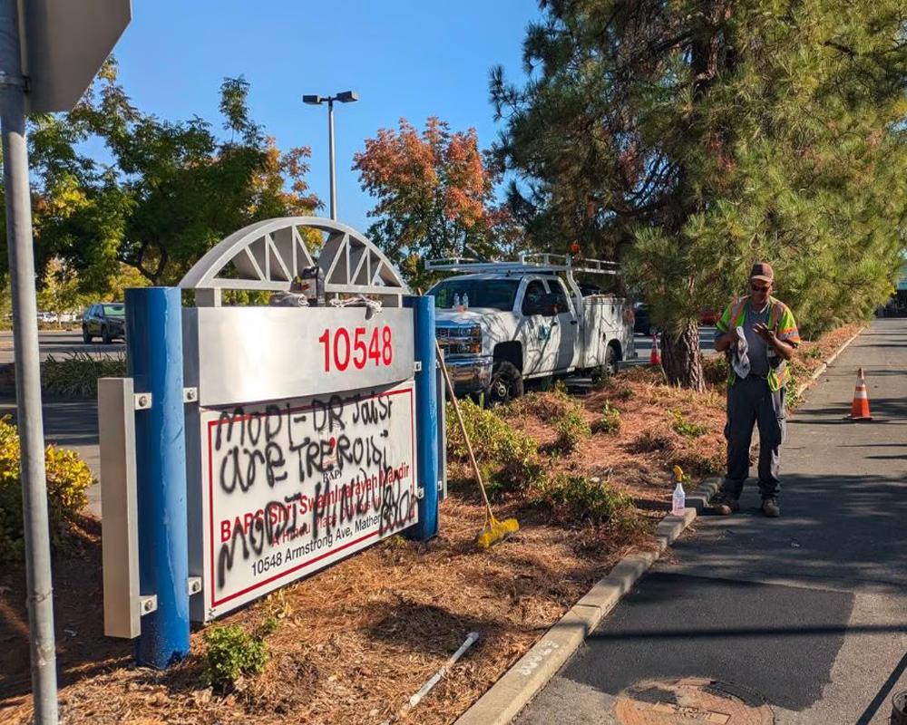 'Hindus go back!': Says hate message graffiti at BAPS Hindu temple in Sacramento; 2nd vandalism incident within 10 days