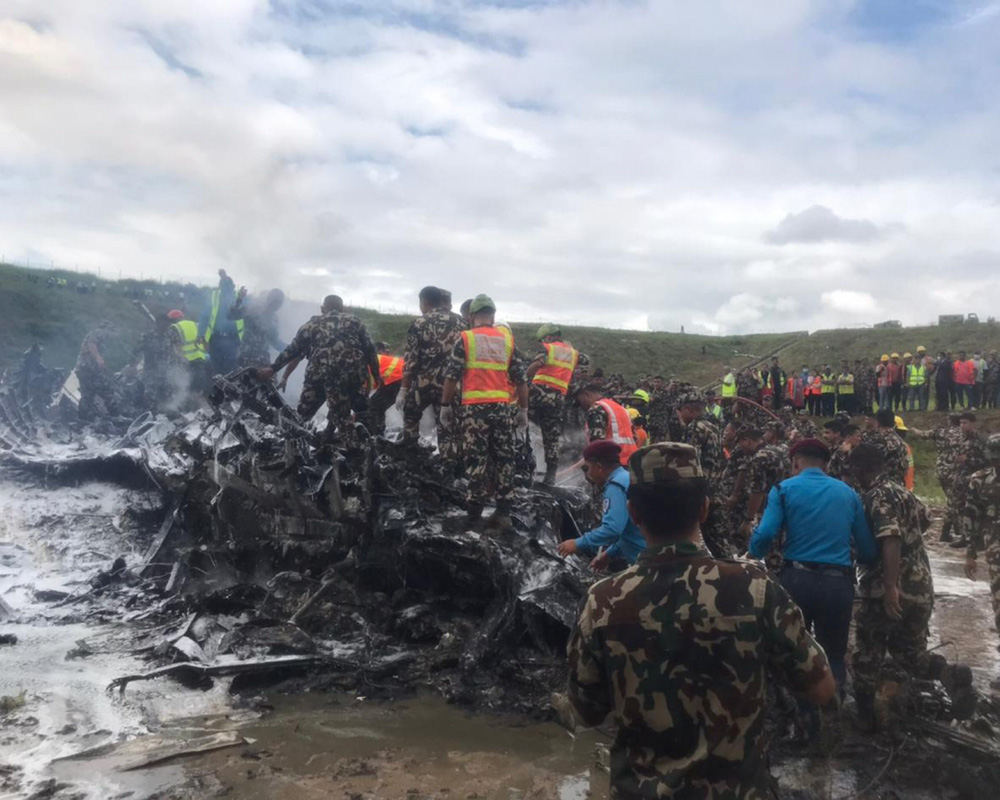 18 killed as plane crashes during takeoff at Kathmandu airport
