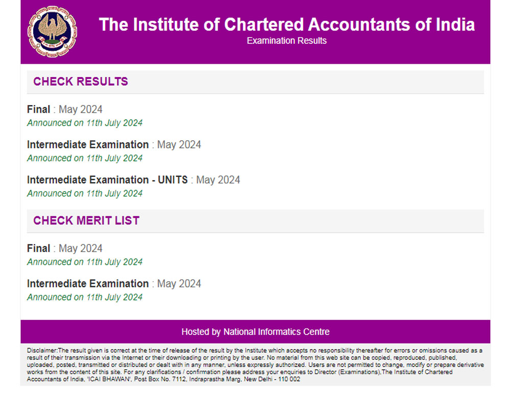 ICAI Result 2024: May Session Results Announced on icai.nic.in