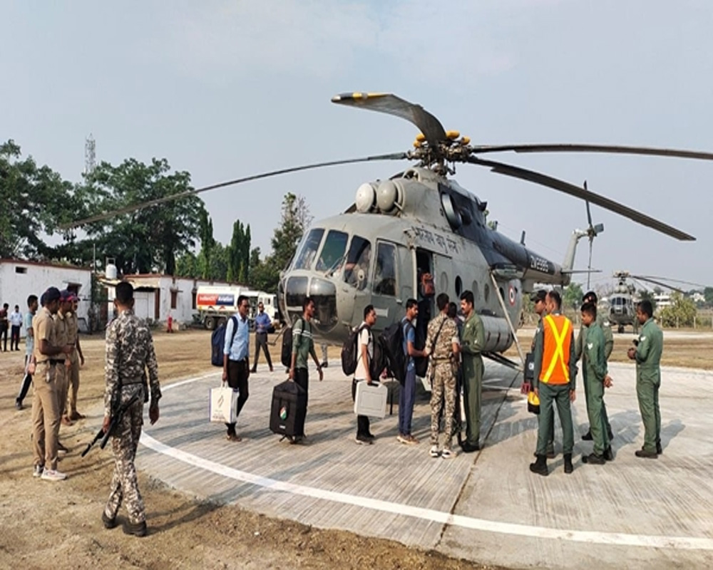 Maharashtra polls: Polling officials, EVMs reach sensitive areas in Gadchiroli by helicopters