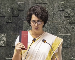 Constitution copy in hand, Priyanka Gandhi takes oath as LS MP