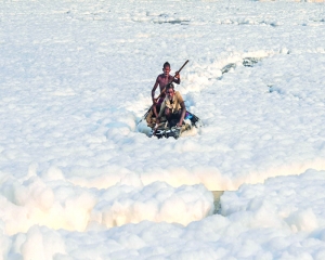 Yamuna froths, Delhi's taps run dry