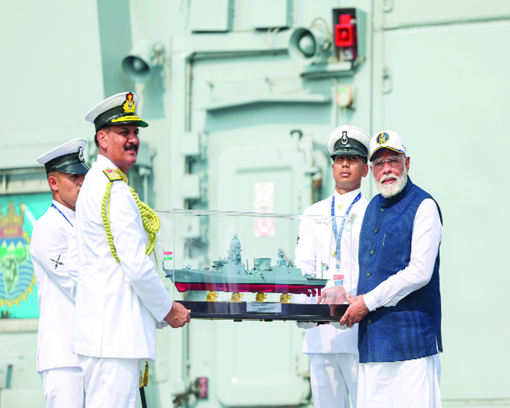 Modi commissions three naval warships