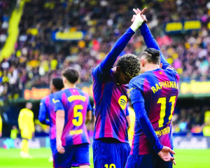 Raphinha, Yamal score as Spanish leader Barcelona beats Villarreal