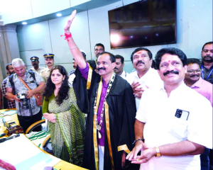 VV Rajesh elected as first BJP mayor in Kerala