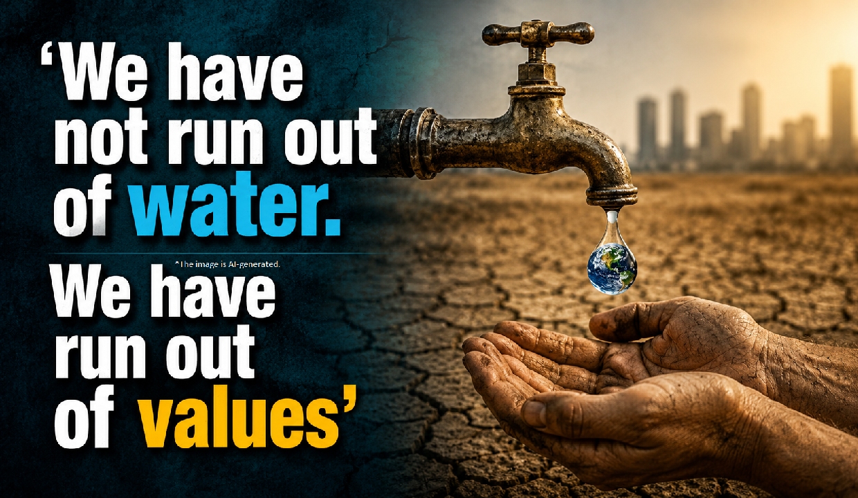 ‘We have not run out of water. We have run out of values’