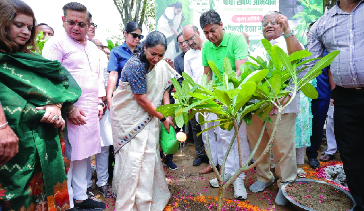 CM Rekha plants saplings in Model Town