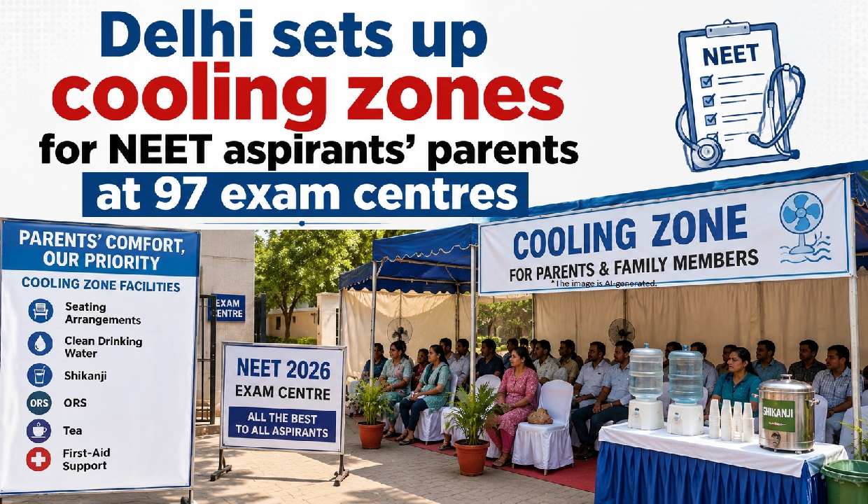 Delhi sets up cooling zones for NEET aspirants’ parents at 97 exam centres