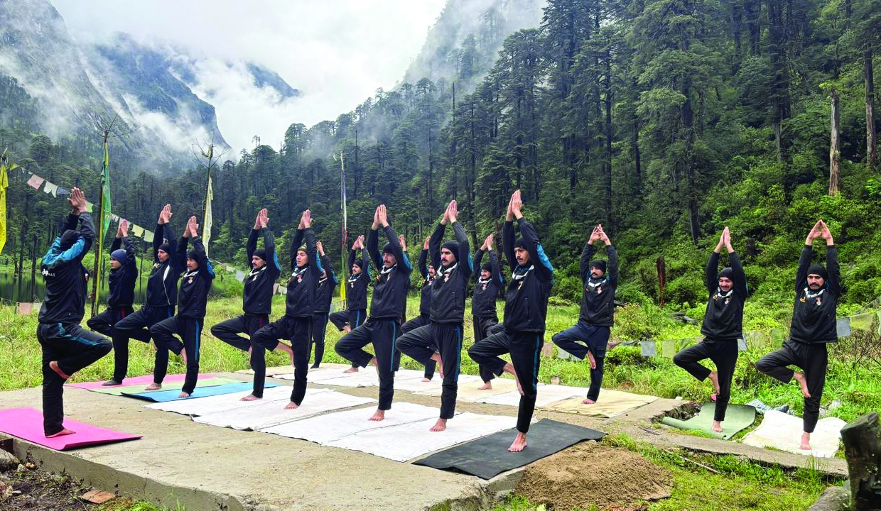 Indian Army conducts yoga session at Pasang Sonam Lake