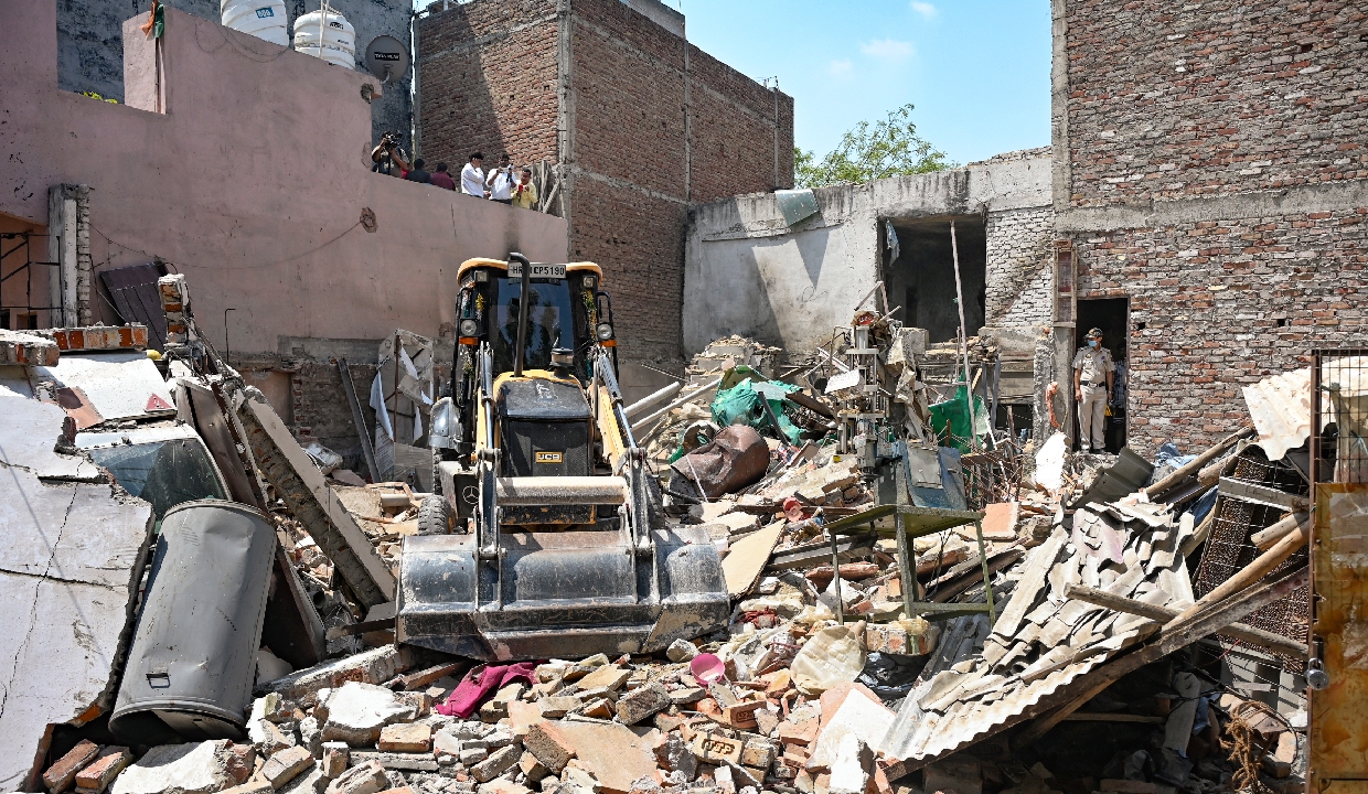 LPG cylinder blast causes house collapse in Delhi’s Mukundpur