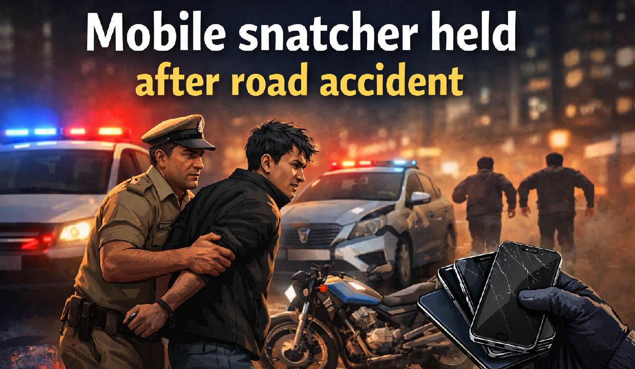 Mobile snatcher held after road accident