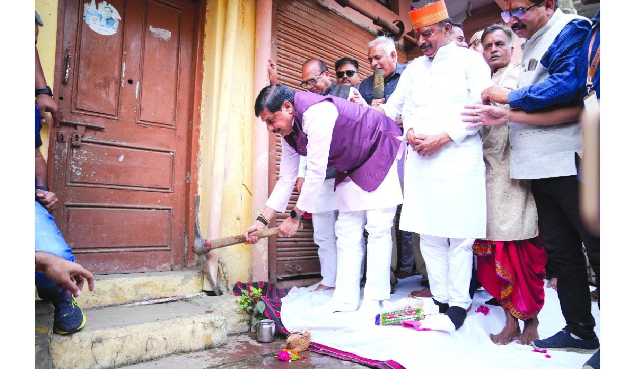 Mohan Yadav swings pickaxe at own home as part of road-widening project