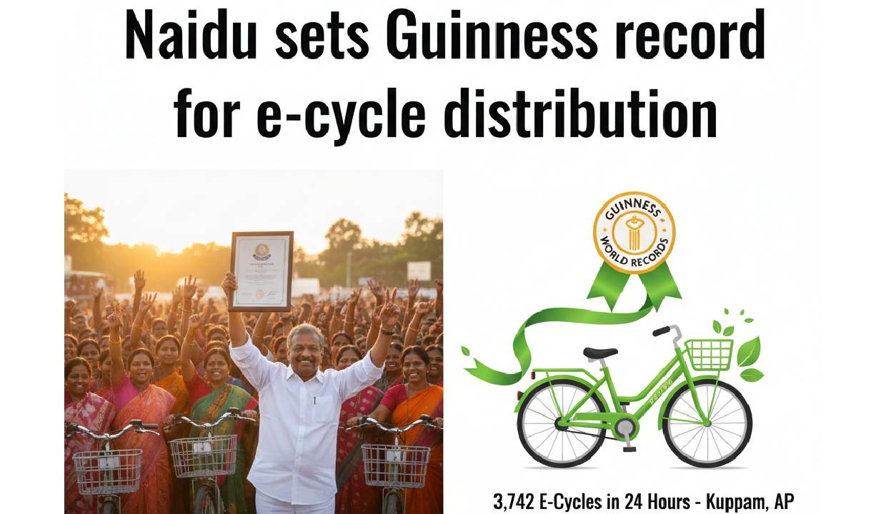 Naidu sets Guinness record for e-cycle distribution