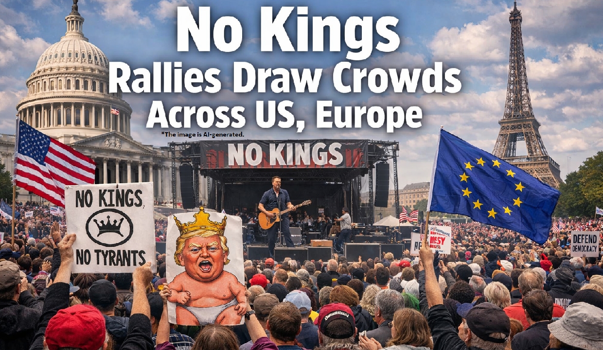 No Kings rallies draw crowds across US, Europe