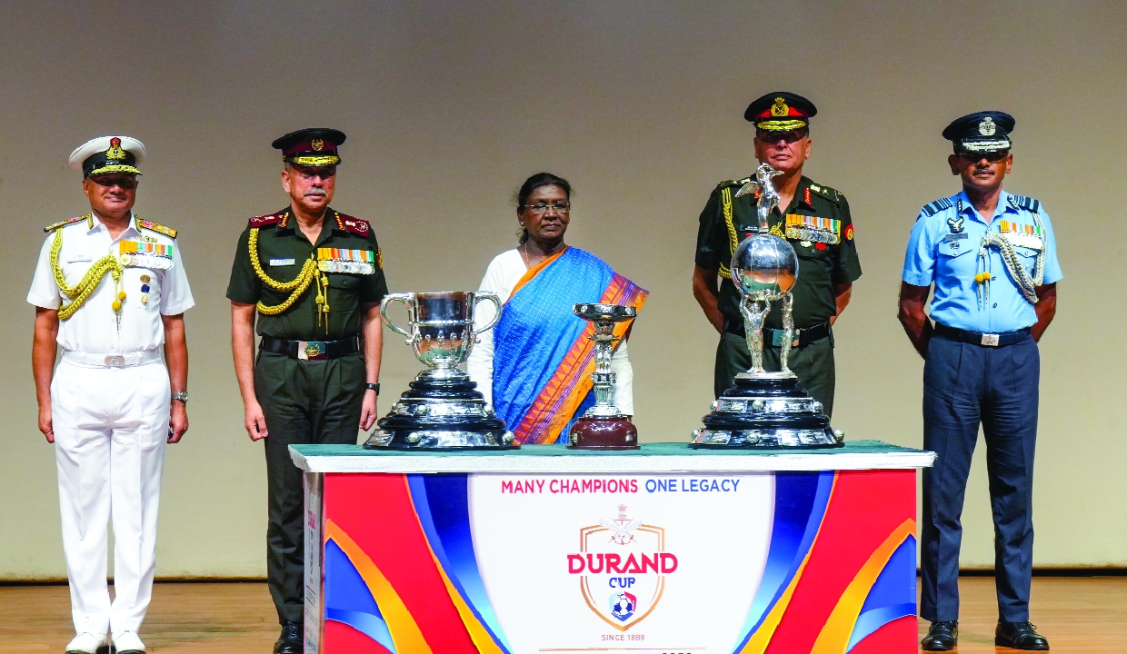President Murmu unveils Durand Cup trophies