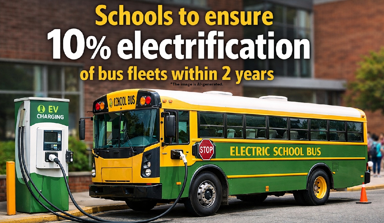 Schools to ensure 10% electrification of bus fleets within 2 years