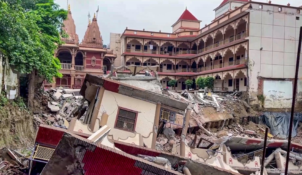 Three booked after building collapse at Prayagraj's Swaminarayan temple