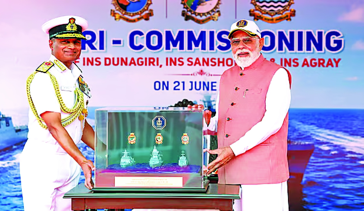 Three new warships made in India join Indian Navy