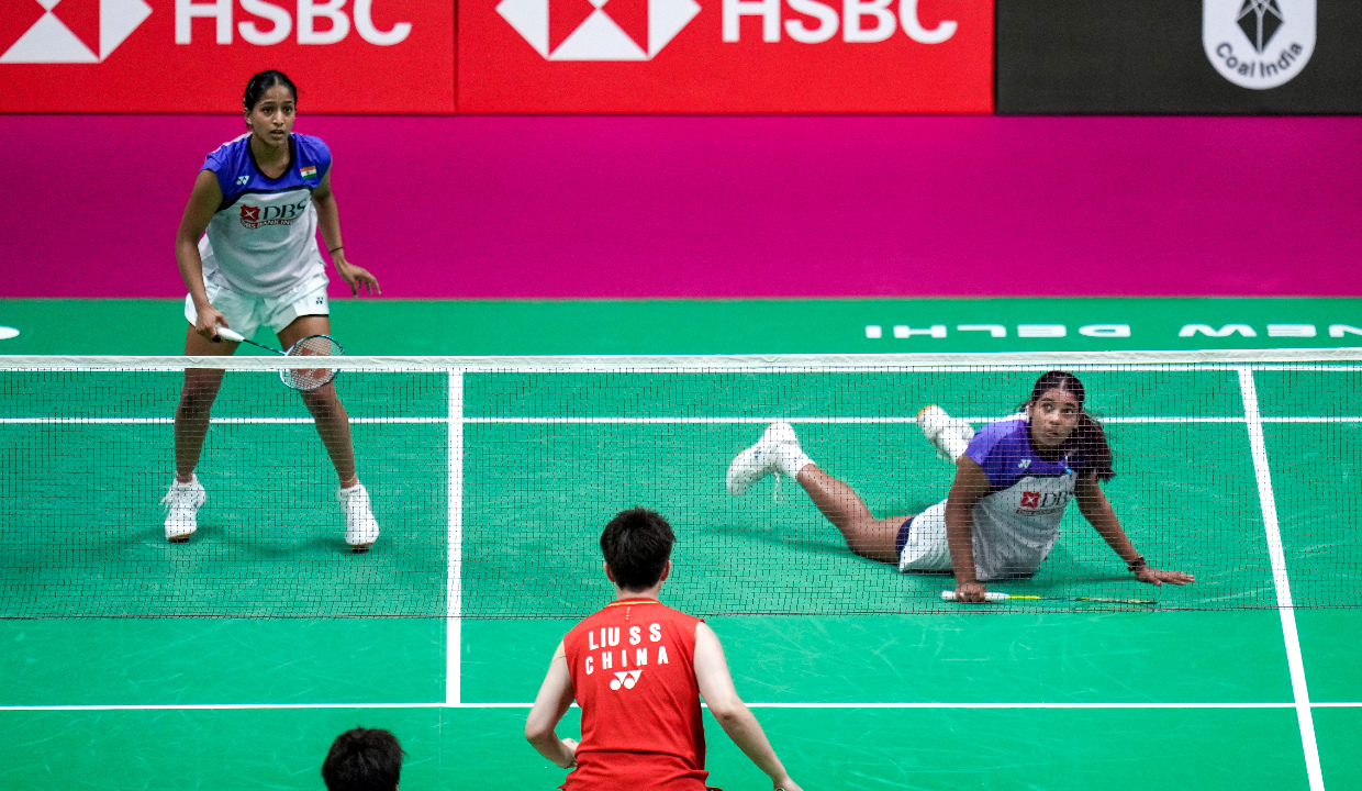 Treesa Jolly and Gayatri Gopichand in action during their women's doubles semifinal at the World Championships. | Photo: PTI
