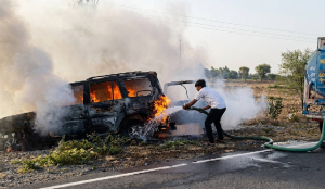 4 dead including former Sarpanch found burnt inside car in Ajmer