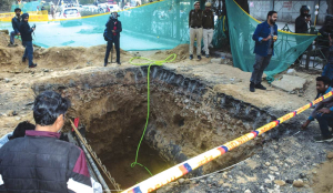 Accident spot was protected by green mesh, barricade: DJB